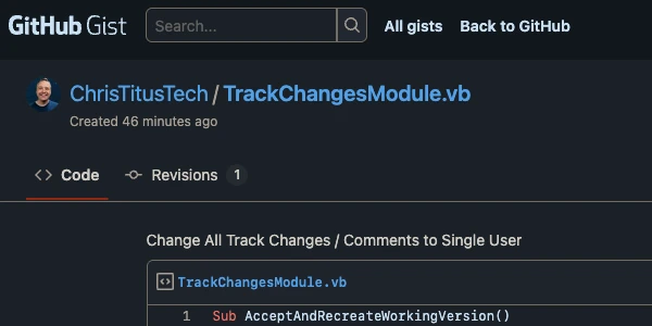 Track Changes Word Author Macro featured image